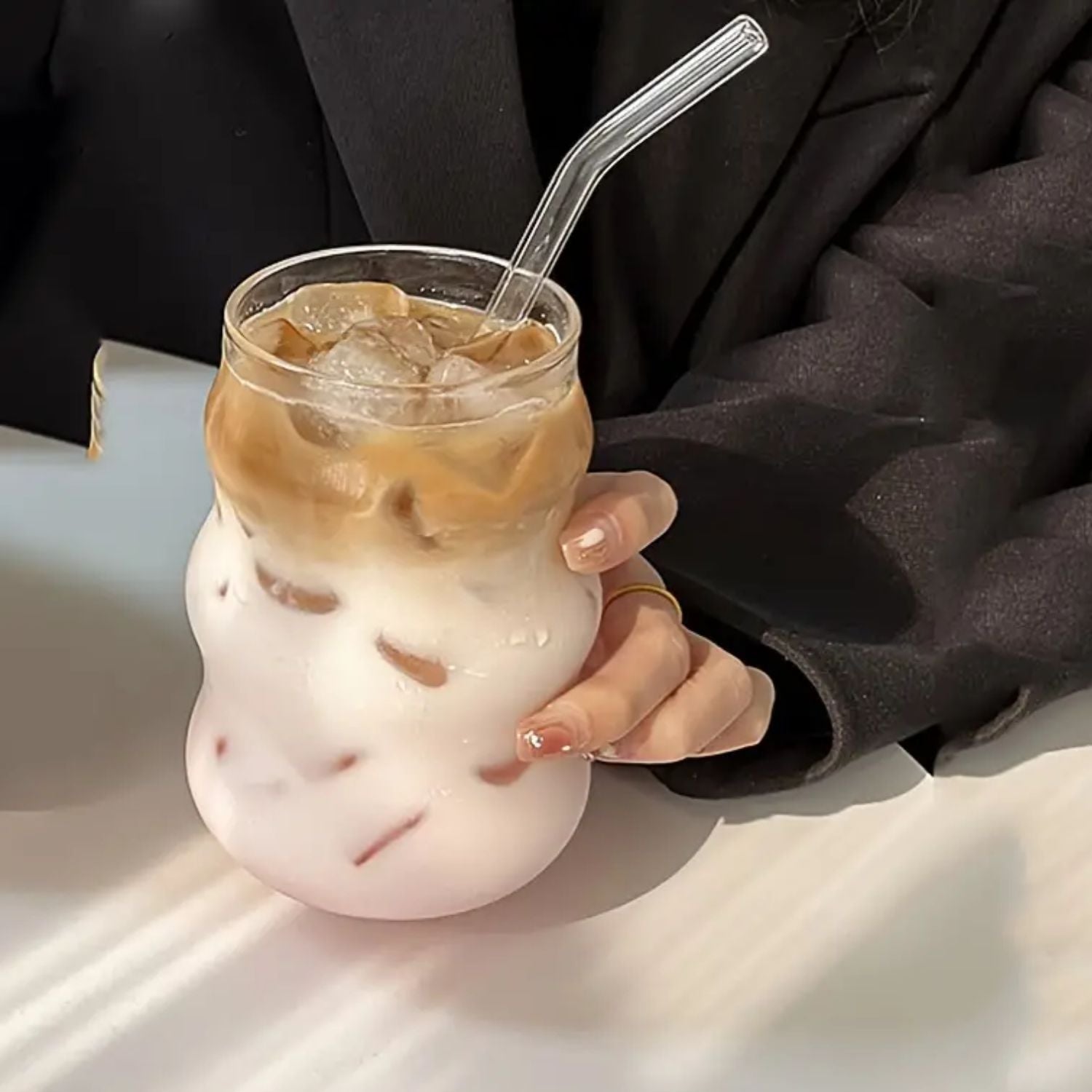 Bela Wave Glasses Set | 510ml Capacity, Includes Reusable Straws