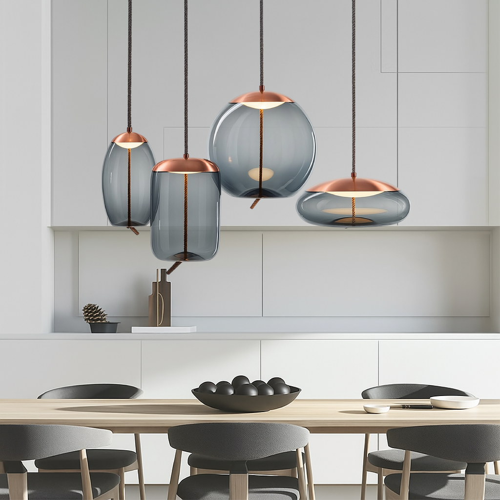 Isolara - Ceiling lamp in rose gold with rope accent