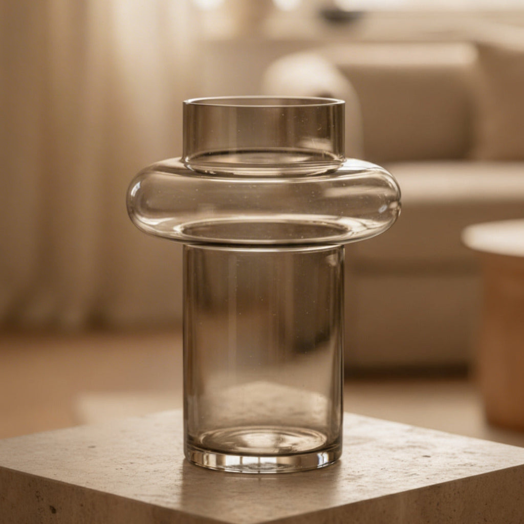 Bela Amber Ring Vase | High-Strength Glass, Ombre Design