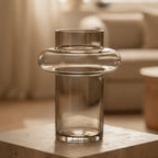 Bela Amber Ring Vase | High-Strength Glass, Ombre Design