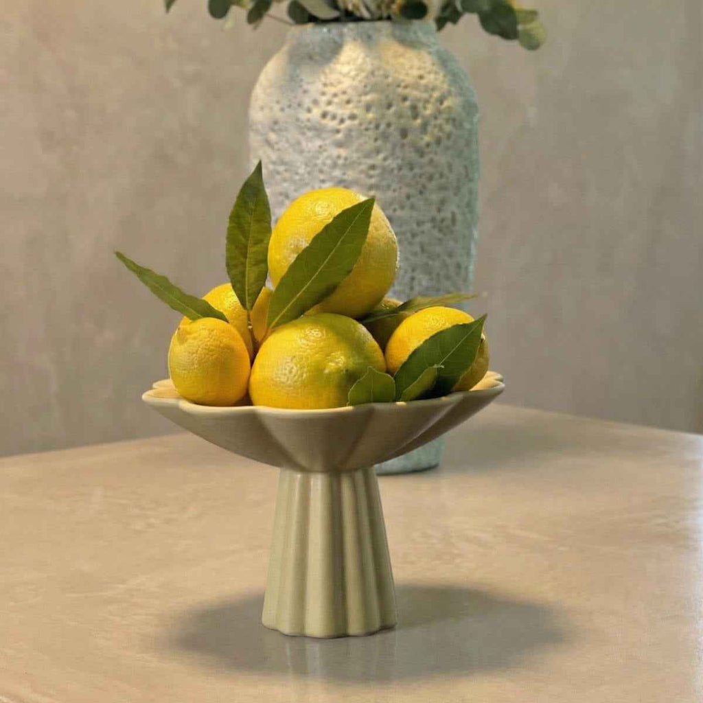 Bela Fruit Bowl | Beige Ceramic with Flower-Like Wavy Edge