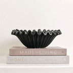 Bello Ceramic Fruit Bowl | Organic Shell Design, Black Finish
