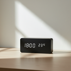 Modern Wooden LED Digital Alarm Clock - Smart Bedside Clock with Adjustable LED Display