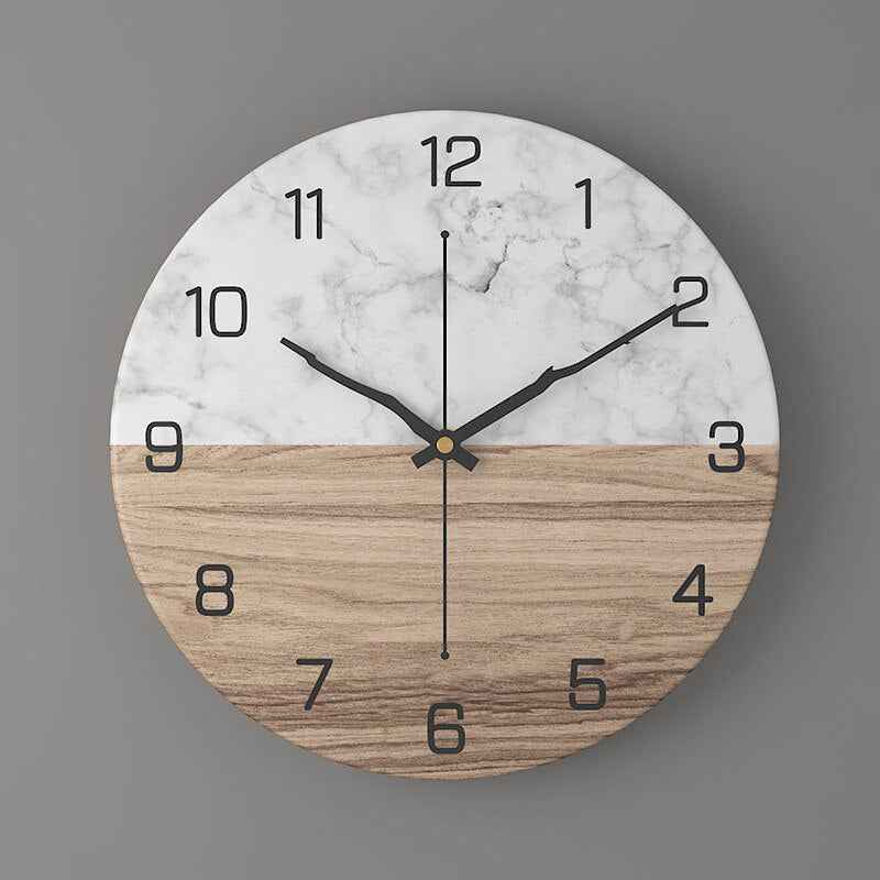 Bello Wandklok | Geluidsloos Quartz, Marmerlook 30cm