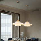Bela White Glass Pendant Light | Mid-Century Design, Adjustable Height