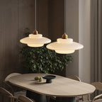 Bela White Glass Pendant Light | Mid-Century Design, Adjustable Height
