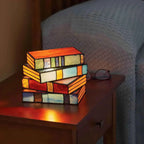 Bello Stained Glass Lamp | Handcrafted Book Design, Warm Glow