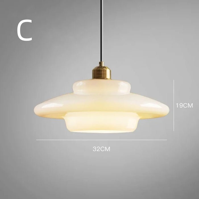 Bela White Glass Pendant Light | Mid-Century Design, Adjustable Height