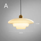 Bela White Glass Pendant Light | Mid-Century Design, Adjustable Height