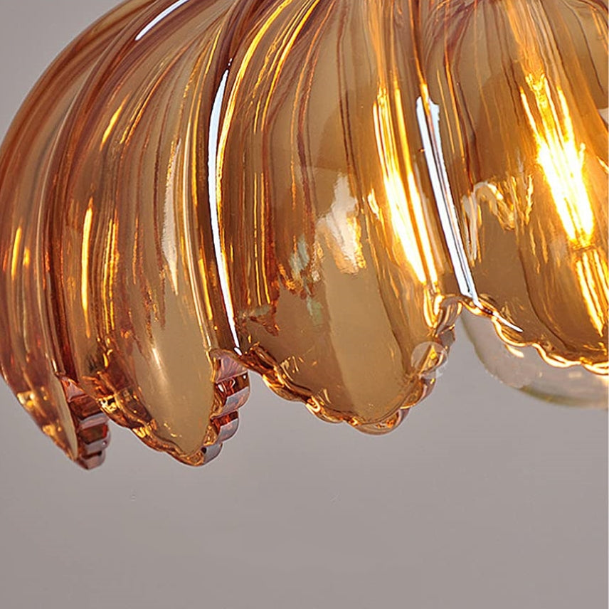 Bela Vintage Flower Pendant Lamp | Glass Shade, Brass Finish