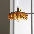 Bela Vintage Flower Pendant Lamp | Glass Shade, Brass Finish