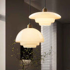 Bela White Glass Pendant Light | Mid-Century Design, Adjustable Height