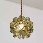 Bela Glass Pendant Light | Floral Design, Brass Finish