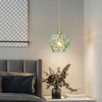 Bela Glass Pendant Light | Floral Design, Brass Finish