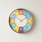 Colorful Educational Wall Clock for Kids – Silent Mechanism, 12-Inch Diameter, Engaging Design for Cognitive Development