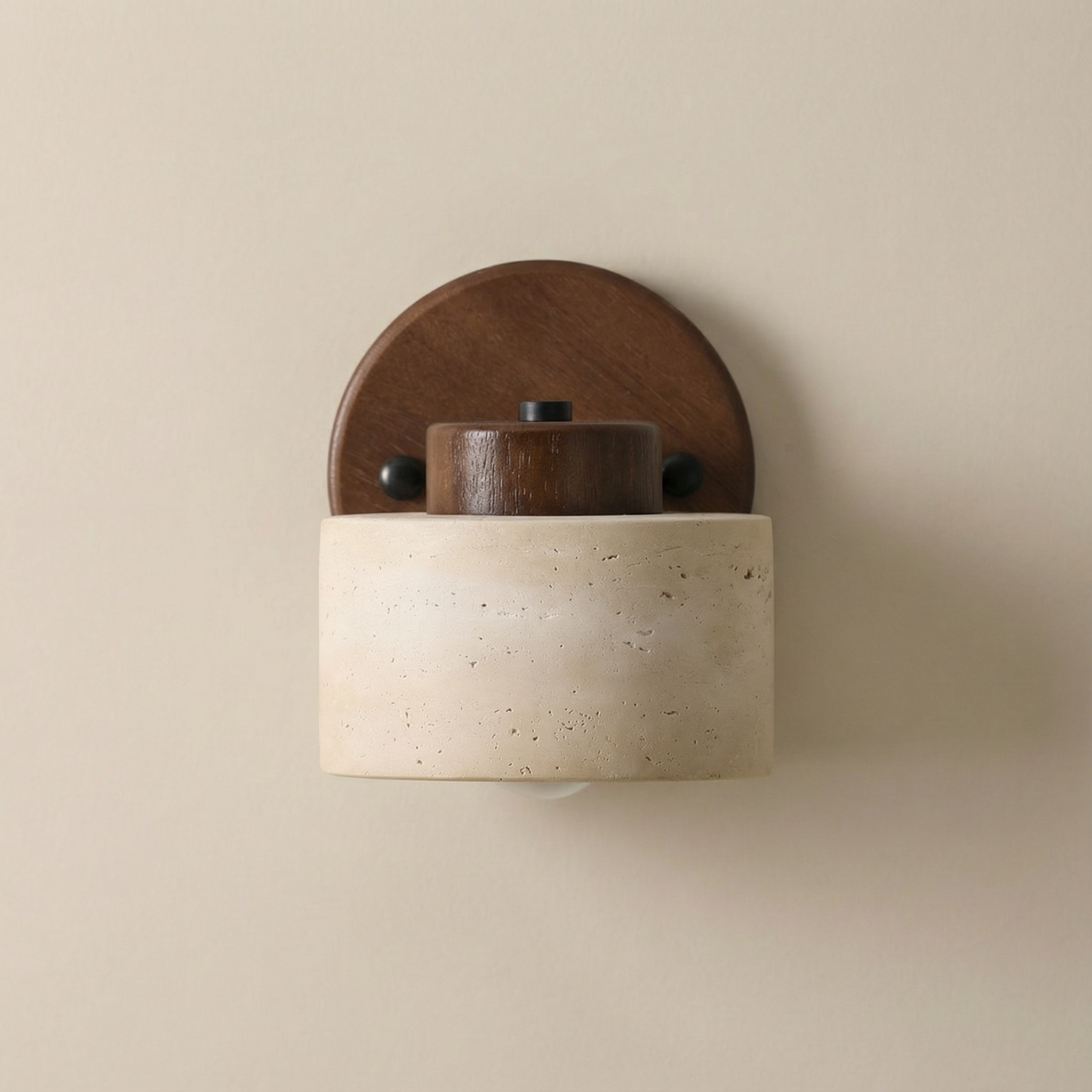 Minimalist LED Wall Light with Natural Stone and Wood – Modern Ambient Wall Sconce for Interior Lighting