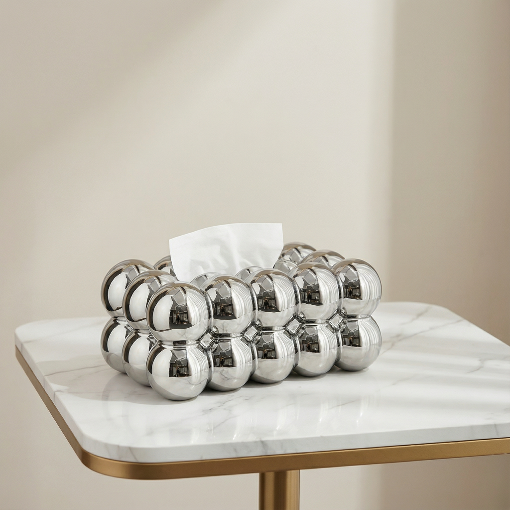 Contemporary Ceramic Tissue Box Cover with Bubble Design – Stylish and Durable Tissue Paper Box Holder for Home Decor