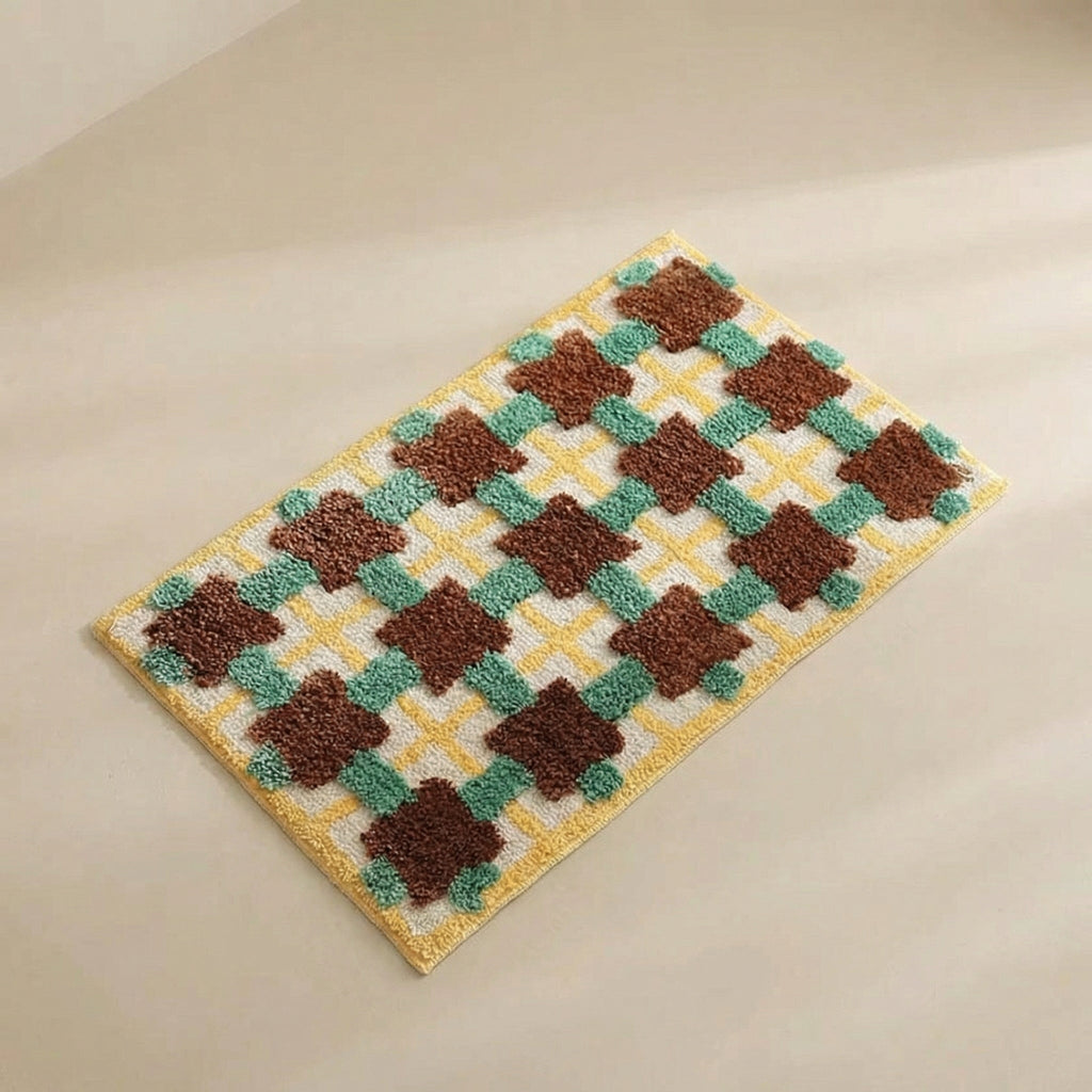 Moroccan Design Non-Slip Bath Mat with Quick-Dry Surface – Soft Fabric Bathroom Mat