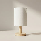 Japanese Style Wood Table Lamp with Fabric Shade – Elegant Bedside Table Lamp for Living Room and Bedroom