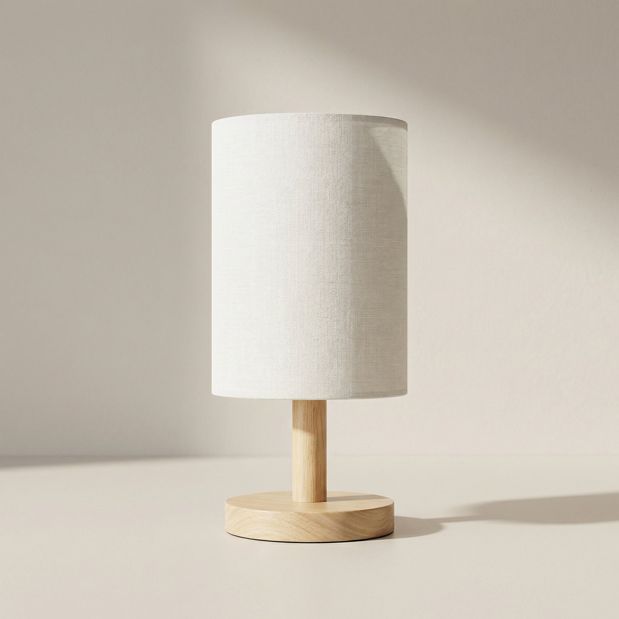 Japanese Style Wood Table Lamp with Fabric Shade – Elegant Bedside Table Lamp for Living Room and Bedroom