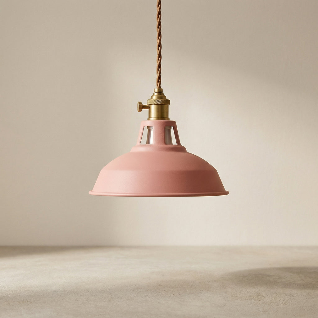 Colorful Metal Dome Pendant Light with Integrated LED – Industrial Kitchen Pendant Lighting for Dining and Island Spaces