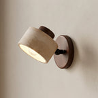 Adjustable Wall Sconce - Natural Travertine & Wood Design