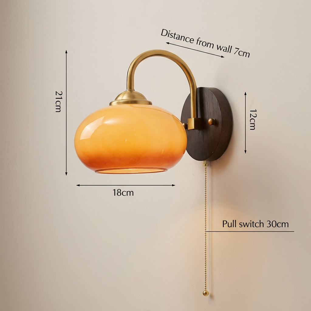 Modern Mid-Century Glass Globe Wall Sconce Lamp 1-Light
