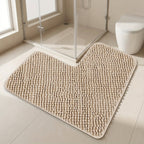 L-Shaped Non-Slip Bath Mat for Shower Corners – Soft Polyester Bathroom Rug for Safety and Comfort
