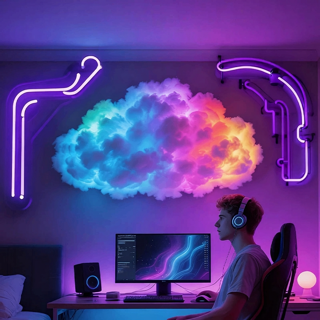 Customizable DIY Cloud Lights – Multicolor LED Thundercloud Decoration for Unique Room Atmosphere, USB Powered