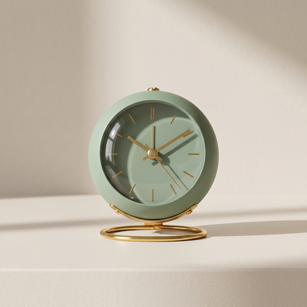 Nordic Analog Desk Clock – Minimalist Metal Table Clock with Night Light for Bedroom & Office