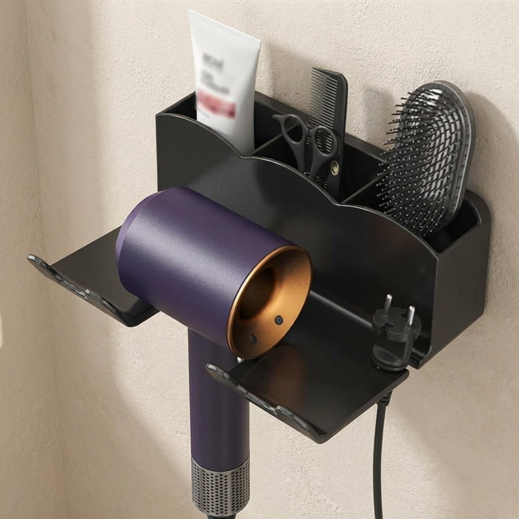 Hair Tool Organizer - Wall Mount Hair Dryer Holder with Heat-Resistant Design