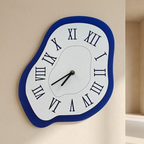 Wall Clock Acrylic Irregular Design Silent Movement Black Blue Multicolor