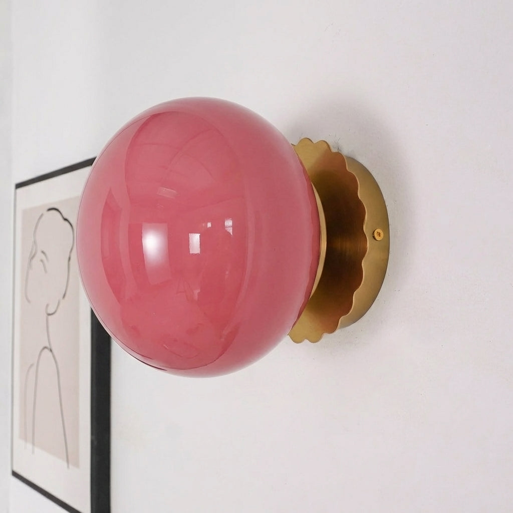 Vintage Brass Globe Glass Wall Sconce 1-Light