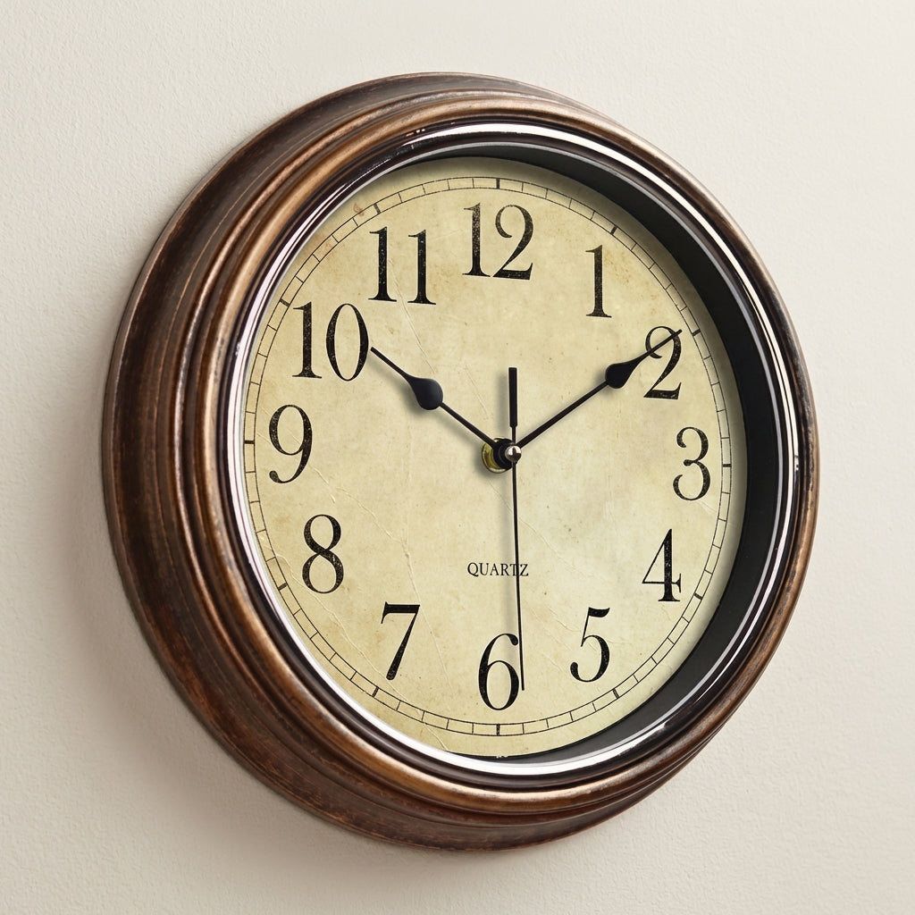 Wall Clock 30 cm Brown Silent Non Ticking Battery Operated