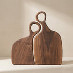Wood Cutting Board Set, Solid Wood, Integrated Handle, 2 Pieces