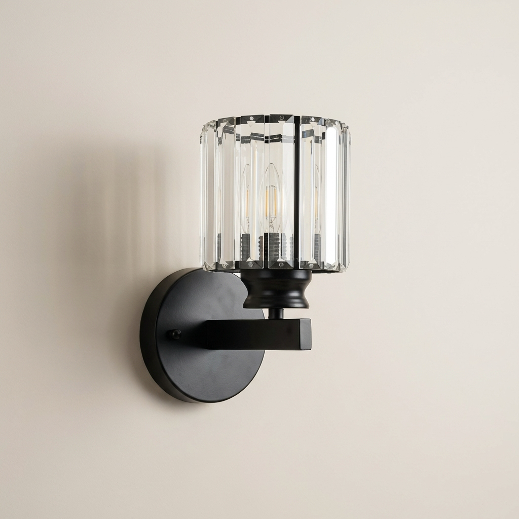 Wall Sconce Light Iron Crystal E27 Base Glass Shade