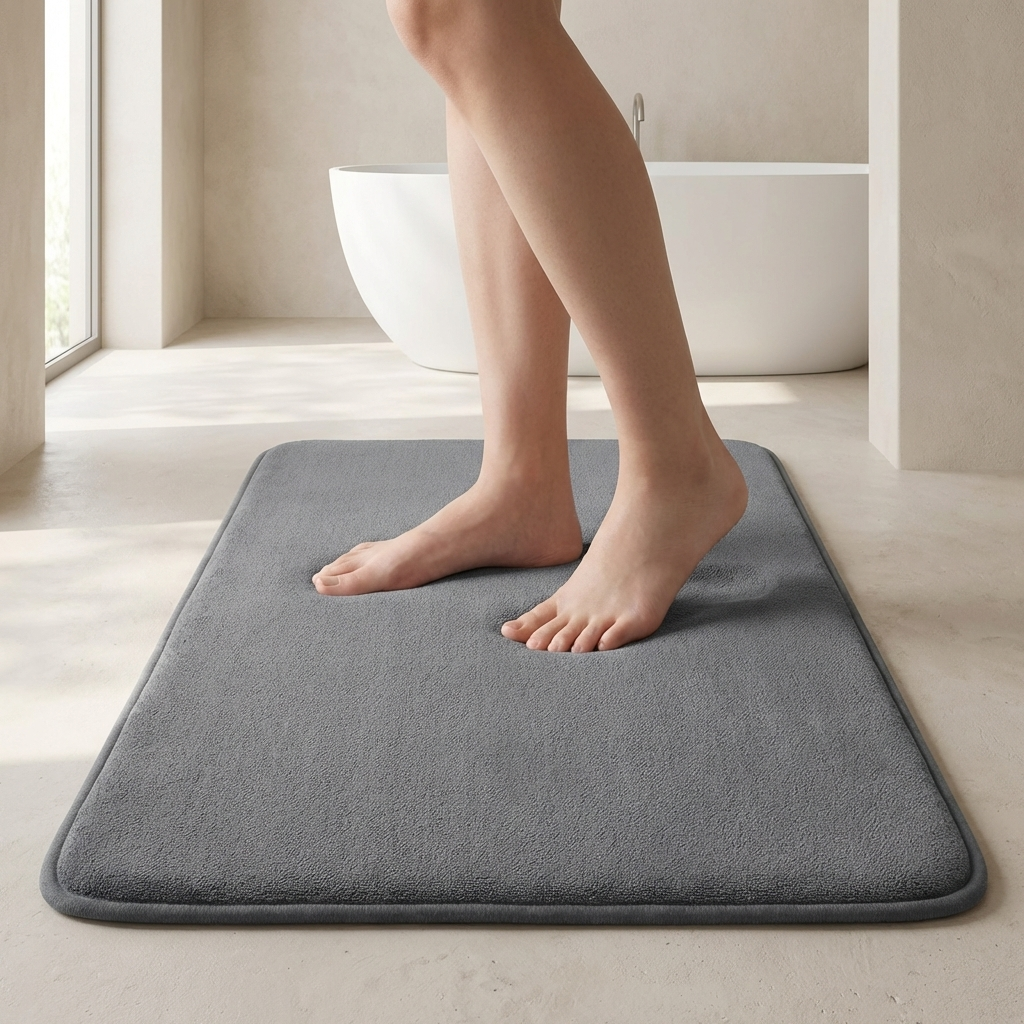 Bath Mat Microfiber Memory Foam PVC Non Slip Multiple Sizes