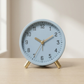 Table Clock Scandinavian Silent Movement Metal Glass Battery Powered