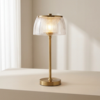 Rechargeable LED Table Lamp Acrylic Shade and Iron Base, Touch Control, 1200 mAh Battery