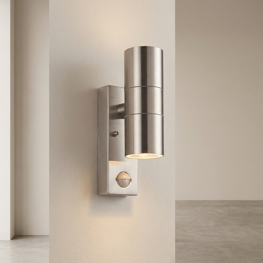 Outdoor Wall Lamp Stainless Steel PIR Motion Sensor GU10 Wired