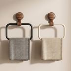 Hand Towel Holder, Wood Aluminum Construction, Suction Mount, Wall Mounted