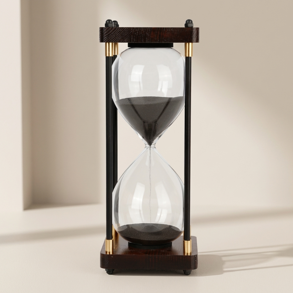 Hourglass Sand Timer, Wood and Glass, 60-Minute Cycle