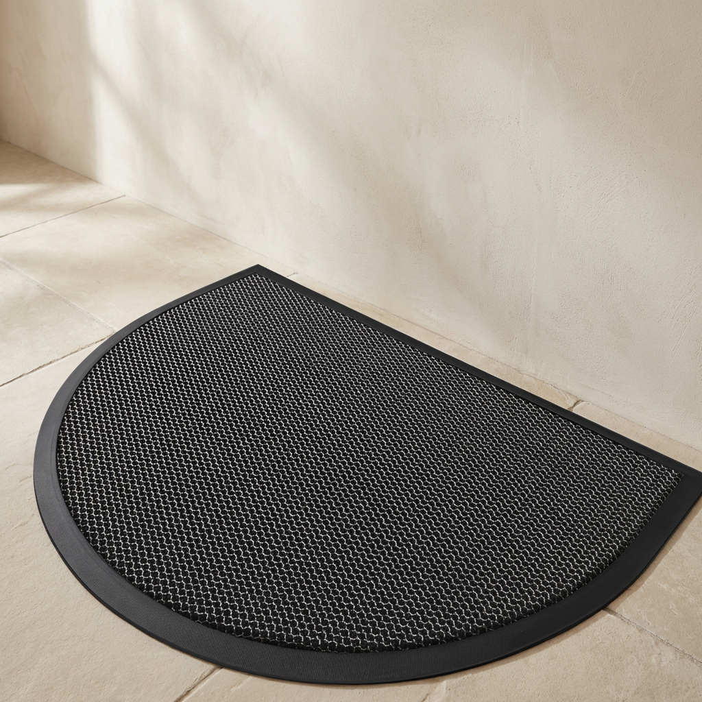 Semi-Circle Doormat, Cotton-Poly Blend, Non-Slip Backing