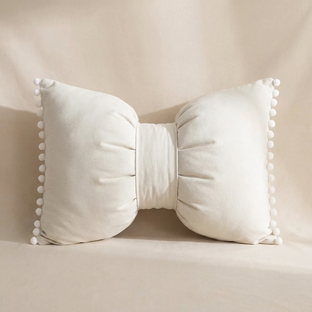 Bow Throw Pillow PP cotton Structured Shape Decorative Pillow