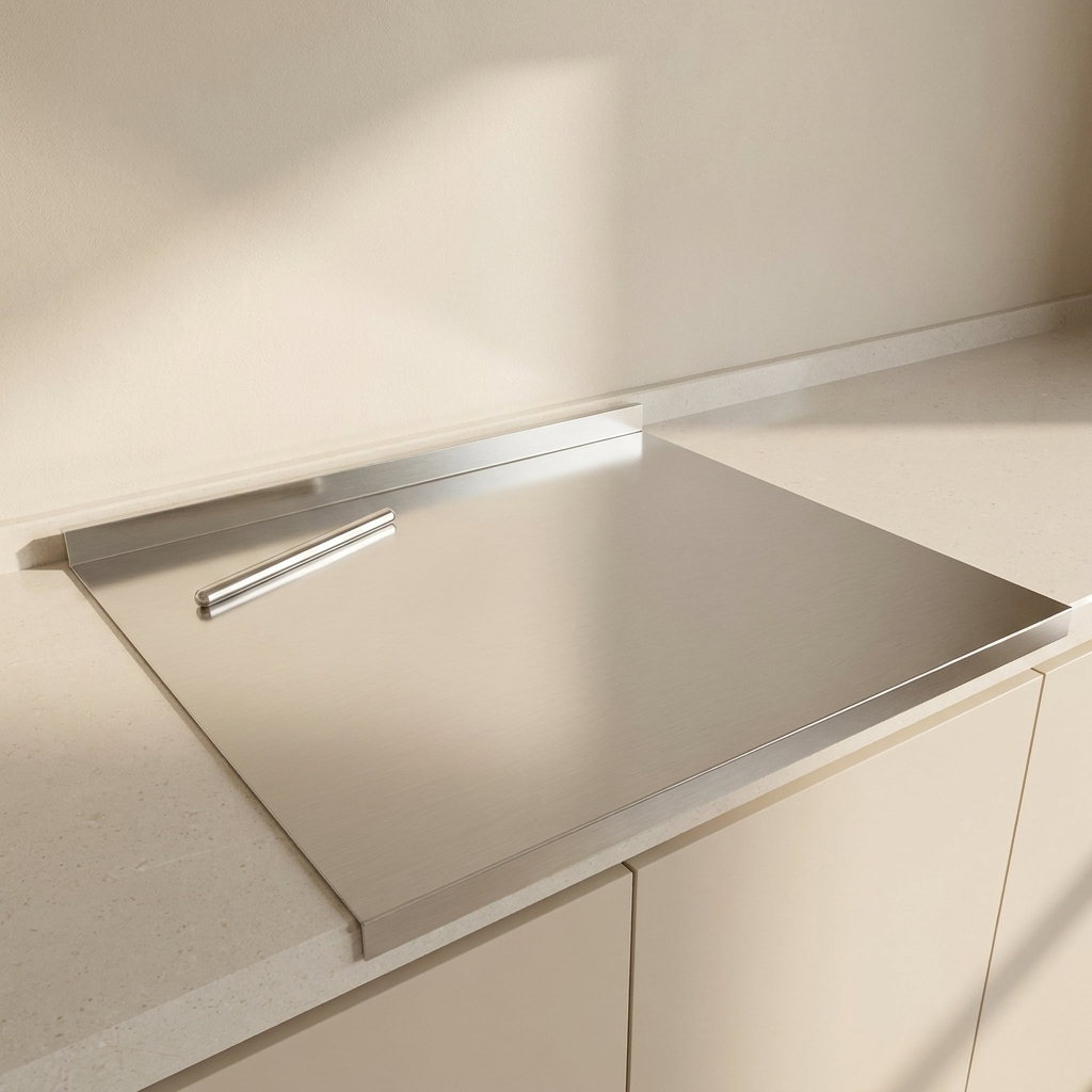 Stainless Steel Cutting Board, Non-Slip Base, Integrated Lip, Dishwasher Safe