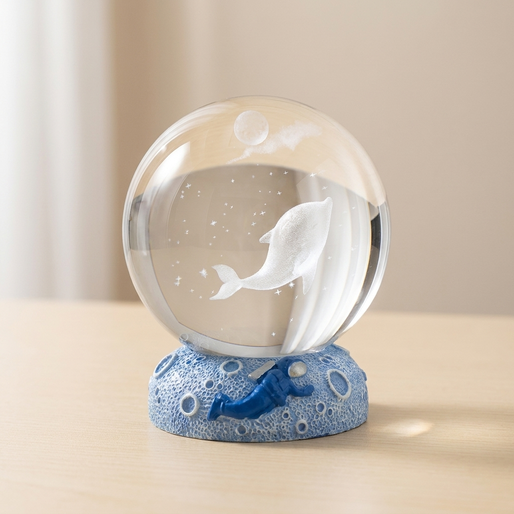 Crystal Ball Night Light, 3D Laser Engraved, USB Powered