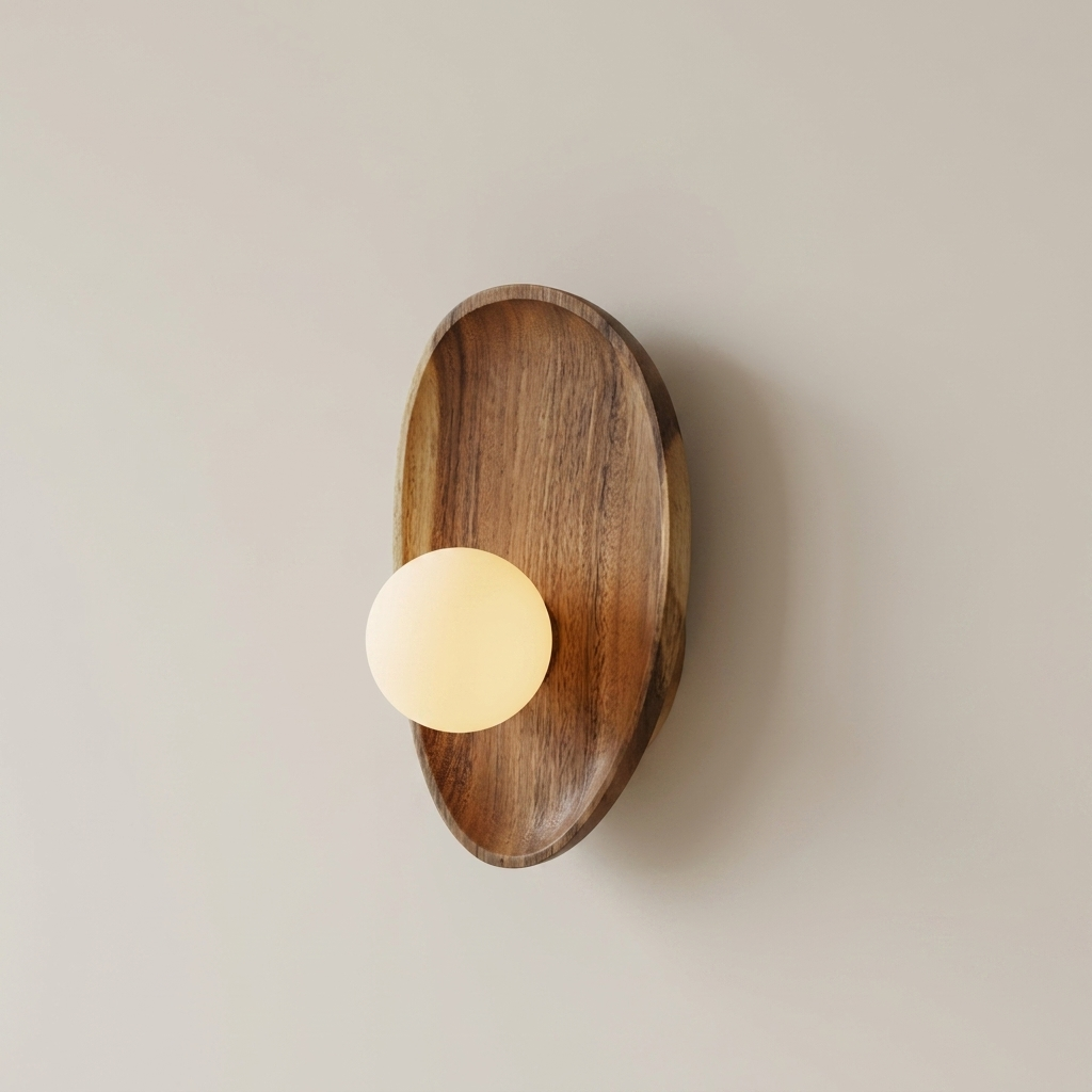Wall Sconce Wood Glass Walnut Finish IP20 Indoor Decorative Light Fixture