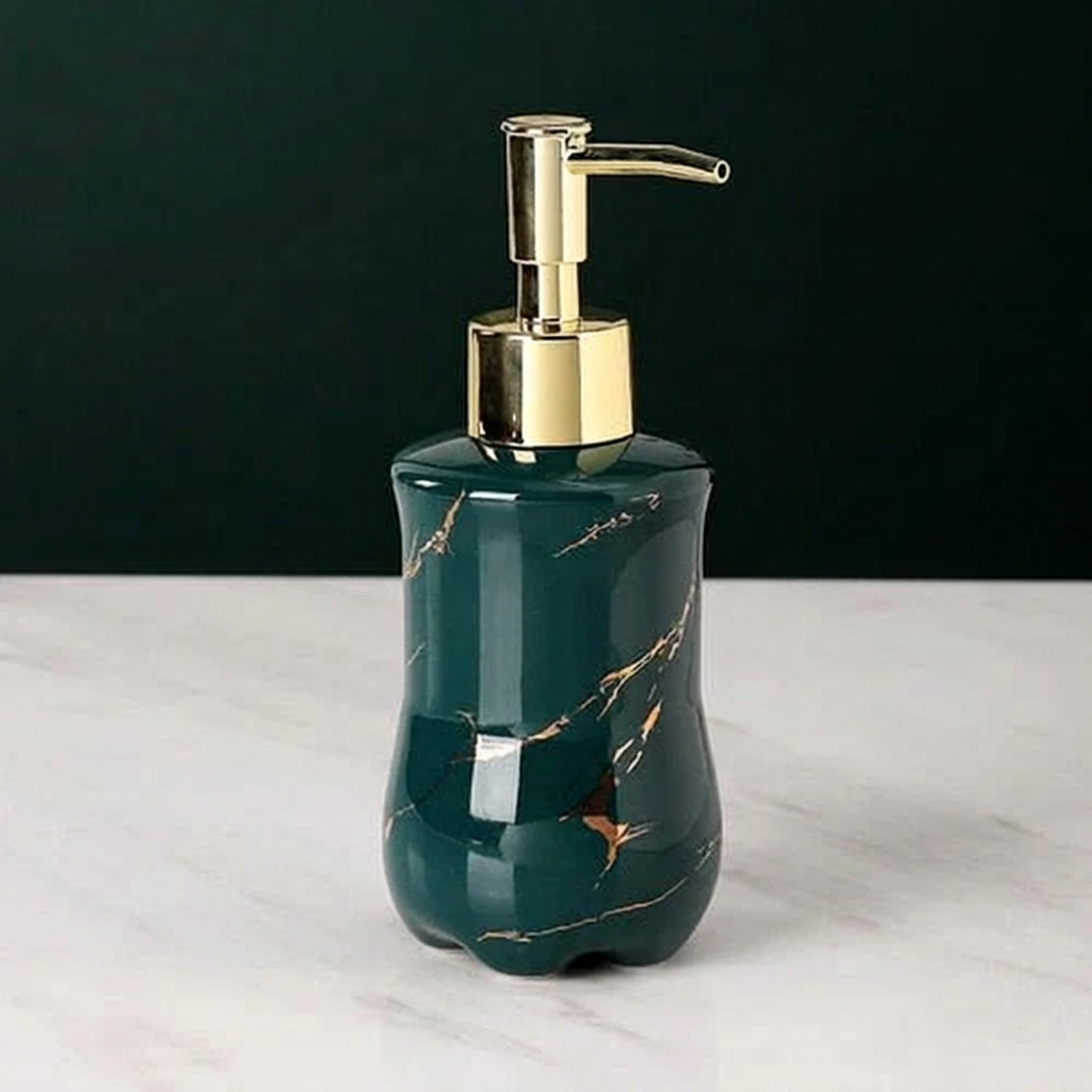 Liquid Soap Dispenser Marble Finish Pump Decorative Countertop