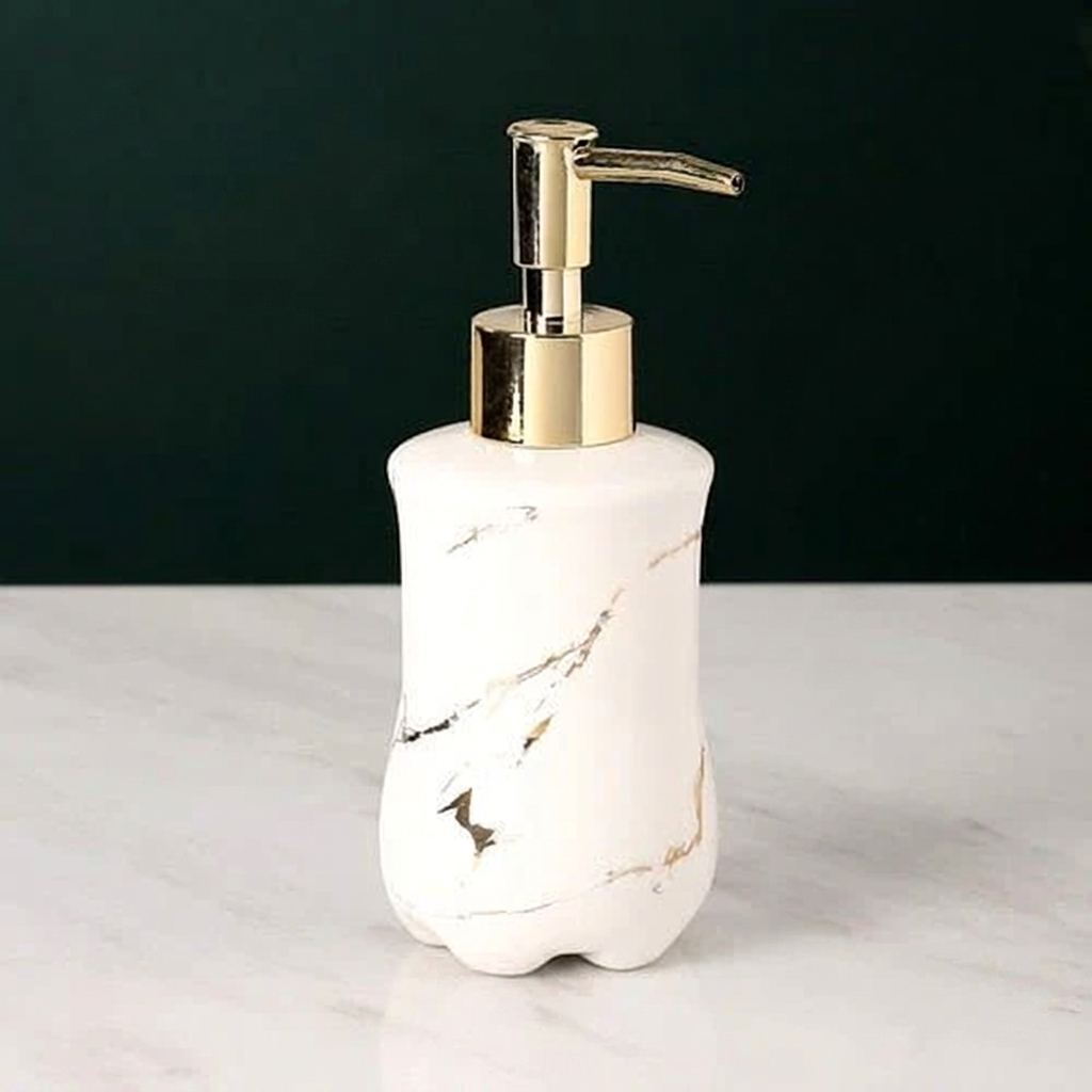 Liquid Soap Dispenser Marble Finish Pump Decorative Countertop
