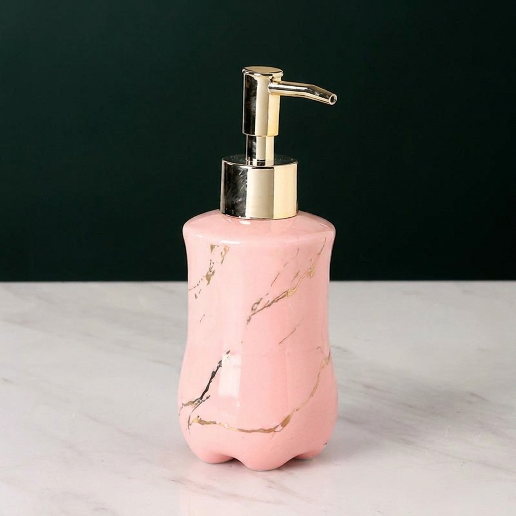 Liquid Soap Dispenser Marble Finish Pump Decorative Countertop